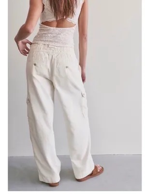Free People We The Free Park Ave Cargo Pants – Ivory – Size Large thumbnail 3