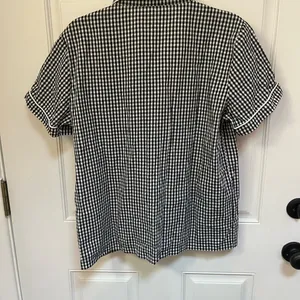 POL gingham collared pajama‎ top wooden button detail size small thumbnail 6