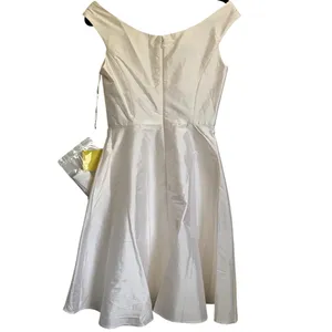 NWT Alfred Sung Off the Shoulder Cocktail‎ Dress in Snow White thumbnail 2