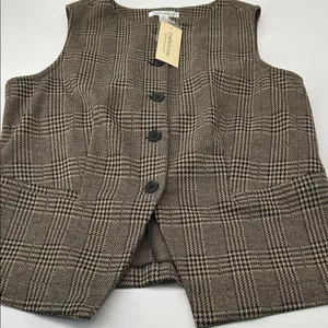 JohnPaulRichard Brown Plaid Blouse Size M thumbnail 11