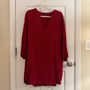 Madewell Red Du Jour Long Sleeve Tunic Shirt Dress Small thumbnail 3