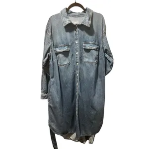 Ava & Viv Plus Size 1X Denim Shirt Dress Belted Button Front Midi thumbnail 4