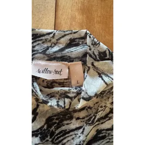 Willow + Root Womens Marble Print Sheer Mesh Mock Neck Sleeveless‎ Top Black L thumbnail 2