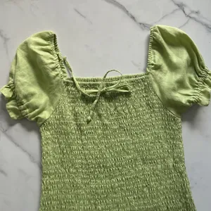Faithfull The Brand Cette Linen Smocked Mini Dress lime Green Size 4 Coquette thumbnail 6
