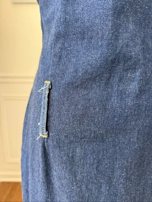 Vintage 90s G Dresses Stretchy Denim Half Button Drop Waist Dress L XL 14 thumbnail 7