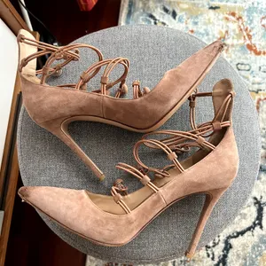 gianvito rossi marquis suede pumps straps size 38.5 38 1/2 dust pink thumbnail 7
