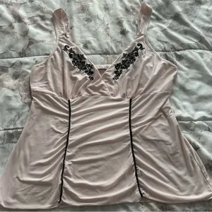California Dynasty pink embroidered babydoll pajama top, size M boho loungewear thumbnail 9