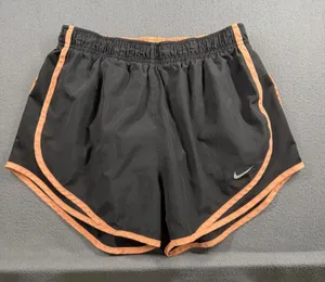 Nike Dri-FIT Running Shorts Womens Medium Black Orange Elastic Waist 3" Inseam thumbnail 1