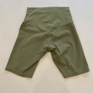Lululemon High Rise Biker Shorts Women Size 4 Olive Green Stretch Athletic thumbnail 2