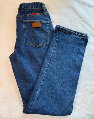 Wrangler Women’s Blue Mid Rise Stretch Denim Straight Jeans S size 3x32 thumbnail 9