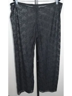 Unbranded Sheer Lace Wide Leg Pants, Black Floral, One Size (up to 44" waist) thumbnail 3