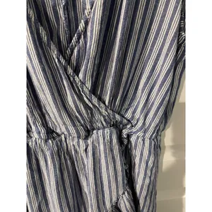 American Eagle Mini Dress Striped Blue White Ruffle Flutter Sleeve Large Coastal thumbnail 3