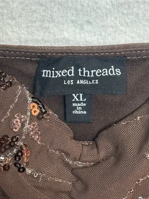 Mixed Threads Los Angeles XL Brown Sequin Embellished Sheer Babydoll Cami TopNWT thumbnail 7