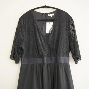 Pinup Fashion Black Lace Chiffon‎ V-Neck Cocktail Dress Plus Size 16W NWT Vixen thumbnail 2