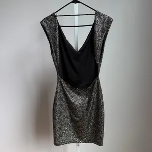 Symphony sz M black gold specked backless mini‎ party dress thumbnail 6