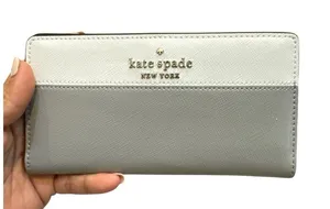 Kate Spade New York Staci Colorblock‎ Large Slim Bifold Wallet Grey White thumbnail 1