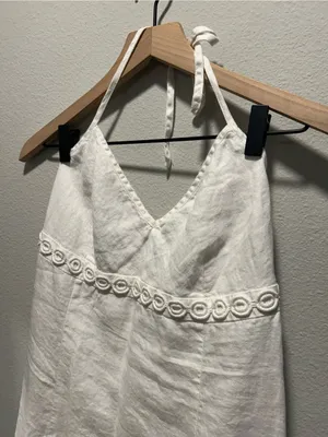 J. Crew Size 6 White Halter Tiered Linen Dress thumbnail 2