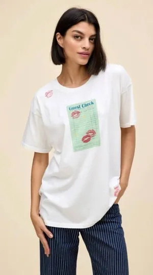NWT Daydreamer Guest Check Tee “Lose my Number 💋” Oversized Large thumbnail 1