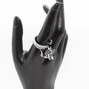Dragon Punk Ring – Vintage-Inspired Mystical Design, Detailed Silver Dragon thumbnail 3