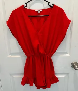 Papaya Red Women's Romper thumbnail 1