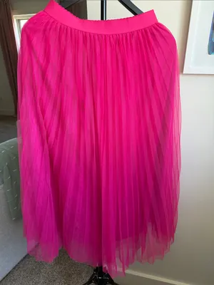 Women's Hot Pink Tulle Midi Skirt thumbnail 2