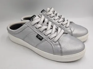 Ryka Viv Classic Mules Slip On Sneakers Women 9M Silver Leather Arch Support thumbnail 1