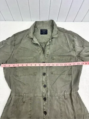 Abercrombie & Fitch Olive Green Button-Front Utility Jumpsuit Size M thumbnail 7
