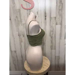 Olive Green Ruched Crop Top & Skirt Set Size Small 2-Piece Matching Outfit thumbnail 8