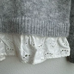 Sezane Alfred Kid Mohair Merino Knit Jumper Sweater Gray V Neck Size Small thumbnail 4