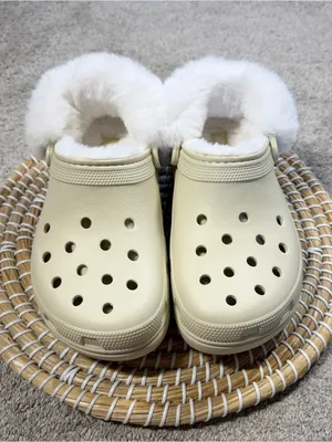 Crocs Women’s Classic Platform Fleece Lined Clogs in Bone Neutral 8 thumbnail 2
