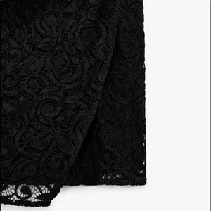 Zara LACE MINI High Waist Skirt Side Ruching Asymmetric Hem Faux Leather Waist thumbnail 6
