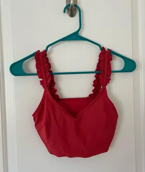 Aerie Red Ruffle Bikini Top thumbnail 1