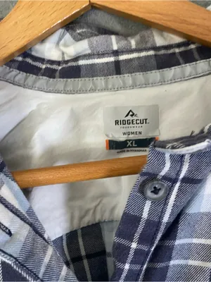 Ridgetcut toughwear women Blue and‎ White Plaid Button-Up Shirt size X Large thumbnail 5