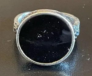 Round black obsidian S925 silver woman ring size 6.5 thumbnail 1