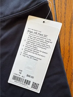 Lululemon Align High Rise 25” Black Size 18 NWT thumbnail 4