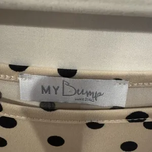 My Bump Maternity Dress, Polka Dot Bell Sleeves Body Con Dress,taupe And Black L thumbnail 6
