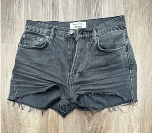 Reformation Size 25 Women's‎ Button Zip High Rise Black Distress Denim Shorts thumbnail 1