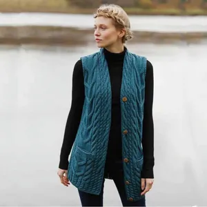 ✨Aran Woollen Mills Sweater Teal Sz Medium Vest✨ thumbnail 8