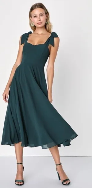 LULUS Prom Wedding Bridesmaid Sexy Classy Bustier Flowy Flirty Midi Dress thumbnail 1