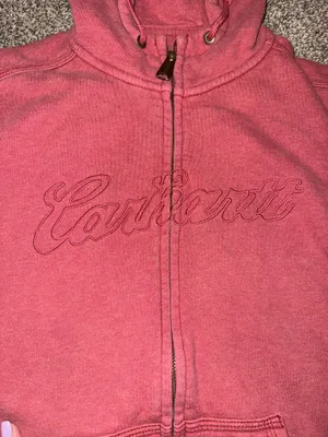 Carhartt Pink Full Zip Hoodie Sweatshirt with Embroidered Logo, Size L (12-14) thumbnail 2