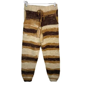 Moon River‎ Knit Jogger Pants Womens Small Brown Striped Tassel Drawstring Boho thumbnail 2