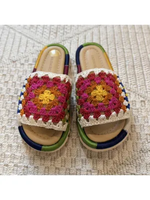 Farm Rio Crotchet Granny Square Toe Floral Sandals thumbnail 4