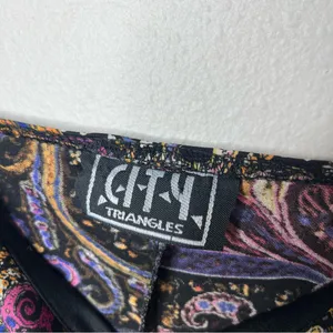 Vintage 90s Y2K City Triangles Pink Paisley Spaghetti Strap Mini Dress thumbnail 7