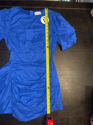 Golden Have it All Puff-Sleeve Ruched Mini Dress in Royal Blue Size S NWT thumbnail 5
