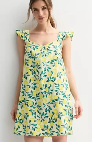 Draper James Woven Chemise Preppy Southern Coquette Lemon Mini Dress size XL thumbnail 1