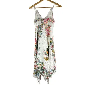 FARM RIO Delicate Forest Scarves Midi Dress Eyelet Lace Asymmetric Size XS thumbnail 2