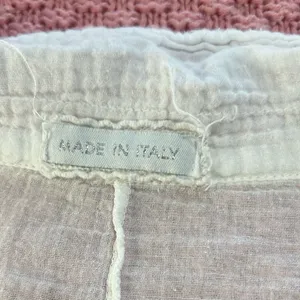 Made in ITALY. 100% cotton.Casual White V-Neck Long Sleeve Dress thumbnail 3