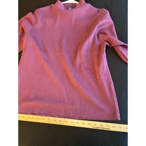 Lands End Womens Medium Burgundy Plum Mock Neck Long Sleeve 100% Cotton USA Made thumbnail 6
