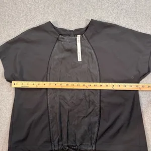 Lululemon Short Sleeve Top Women's 8 Black Zip Back Drawstring Waist Active Gym thumbnail 7