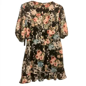 Lulus Spring My Bell Black Floral Print Ruffled Puff Sleeve Mini Dress thumbnail 5